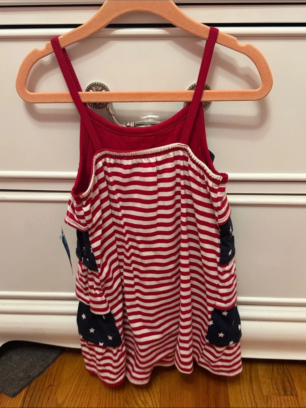 The Children's Place Red, White & Blue Star Stripe Ruffle Tank Dress